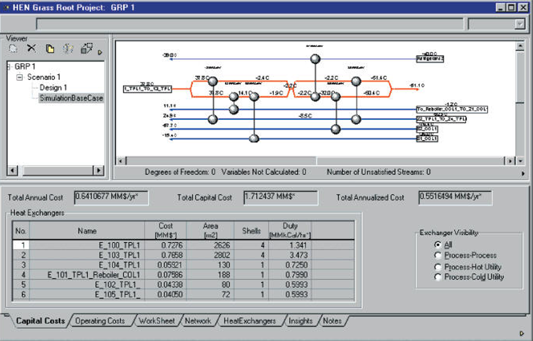 Aspen HX-NET 数据提取与方案对比界面