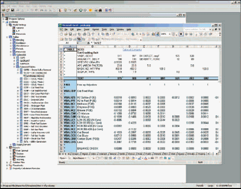 Aspen PIMS 物料平衡计算界面